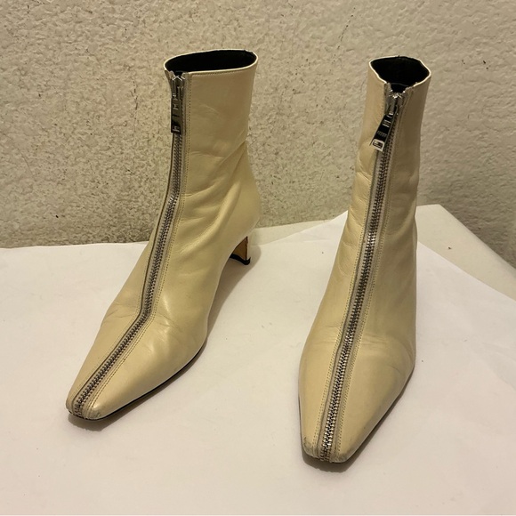 STAUD Shoes - STAUD Cream Zippered Heeled Boots size 37.5 EUR